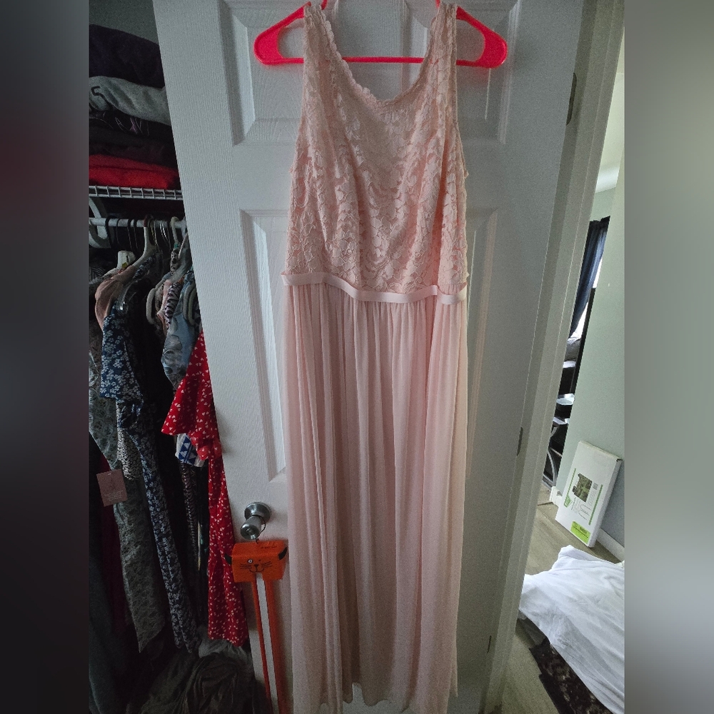 David's Bridal Pink Lace Prom Dress